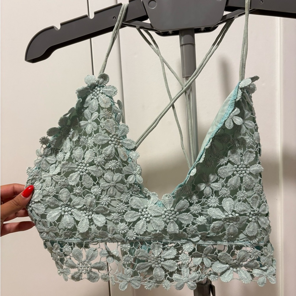 Floral Lace Bralette in Mint Green
